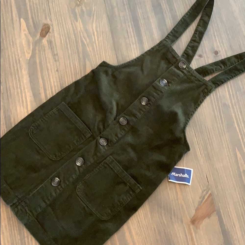 Green Corduroy Overall Dress